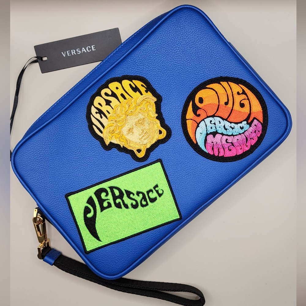 Versace Grained Calfskin Patchwork Pouch